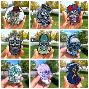 Punk Skull Clown Embroidery Patch DIY Denim Jacket Apparel Accessories Iron On Sew On Badges For Backpack T-Shirt Decoration