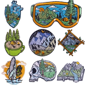 Adventure Landscape Embroidered Patches For Clothes Jackets Outdoor Nature Iron On Appliqué Patches Backpack Decorations