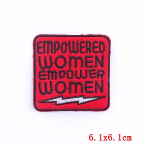 6.1x6.1cm red embroidered Empowered Women Feminist patch for DIY clothing and hats