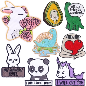 Cartoon Animal Embroidery Patches With Adhesive Backing For DIY Clothing Bags Cute Rabbit Dinosaur Unicorn Panda Patch Decor