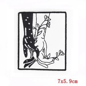 Modern art moon and hands embroidered patch for DIY T-shirt, size 7x5.9cm
