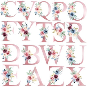 Lettres thermocollantes or rose avec motifs de roses pour décoration de vêtements DIY