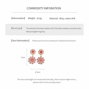 Dimensiones detalladas y especificaciones de material para pendientes de flores