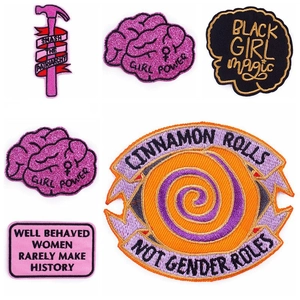 Écussons Brodés Féministes Girl Power Black Girl Magic Patch Thermocollant DIY Slogan Applique pour Vêtements Veste Sac à Dos