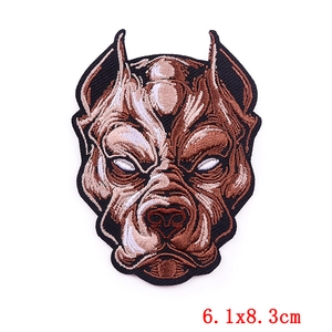 Detailed bulldog embroidered patch for DIY clothing, 6.1x8.3cm iron-on animal applique