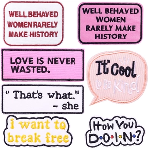 Embroidered Iron On Patch For Clothing Letter Slogan Famous Quotes DIY Applique Embroidered Badge For Bags Hat Apparel Decoration