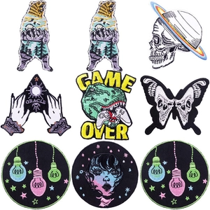 Personalized Wilderness Animals Embroidery Patches Iron On Gothic Skull Butterfly Patch For T-Shirt Jacket DIY Sewing Accessories