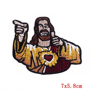 Cartoon Jesus embroidered patch for clothing DIY, high quality fabric iron on decal