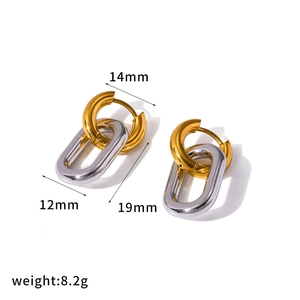 Zweifarbige Ohrringe aus Edelstahl in Gold und Silber mit Größenangaben