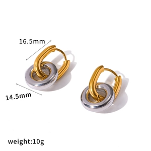 Zweifarbige Edelstahl-Ohrringe im Detail, Größe 16,5mm x 14,5mm, Gewicht 10g