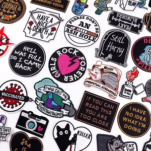 Cartoon Slogan Embroidery Cloth Patches Creative Animal Letter Iron On Sew On Appliques For DIY Clothes Bags Decoration