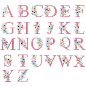 Pink Alphabet Flower Embroidery Patch DIY Clothing Decoration Polyester Sew On Iron On Cartoon Letter Applique Patch