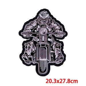 Large motorcycle ape embroidery patch for denim jackets measures 20.3x27.8cm