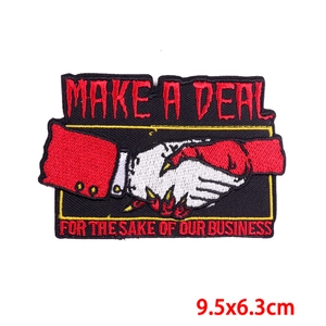 Embroidered devil hand deal patch for jackets, 9.5x6.3cm DIY clothing applique