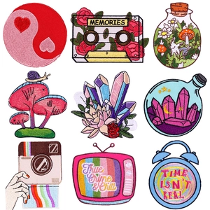 Cartoon Mushroom Embroidery Patches DIY Clothing Accessories Iron On Stickers For Jackets Bags Hats Badges
