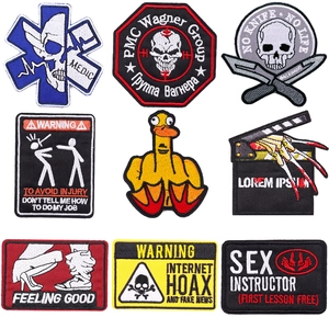 Punk Fashion Skull Embroidery Patch DIY Tactical Humorous Clothing Patch For Jacket Hat Bag Iron On Embroidered Applique