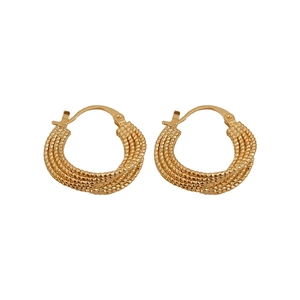 Eleganti orecchini a cerchio rotondi placcati oro 18k con design a corda intrecciata