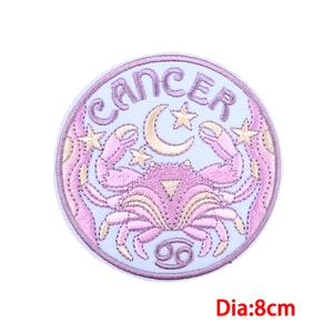 Detail of 8cm Cancer zodiac embroidered patch with moon and stars for clothing DIY