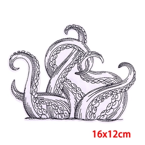 Detailed black and white octopus tentacle tattoo sticker measuring 16x12cm on white background