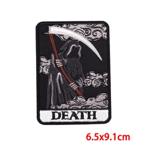 Death Tarot embroidered patch with grim reaper and clouds for jackets and bags