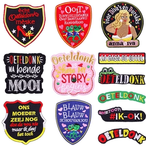 Oeteldonk Carnival Embroidery Patch Cartoon Frog DIY Iron On Badge For Clothing Jacket Hat Bag Decoration Patch