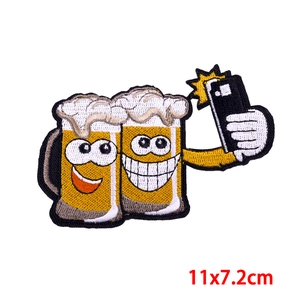 Funny Oeteldonk beer mug selfie embroidery patch 11x7.2cm for DIY clothing decor