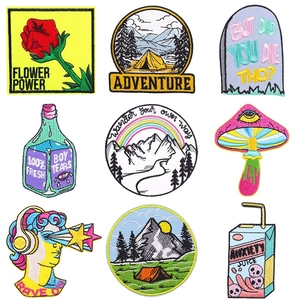 Fashion DIY Computerized Embroidery Patch Outdoor Series Landscape Embroidery Patch Clothing Bag Accessories Patch