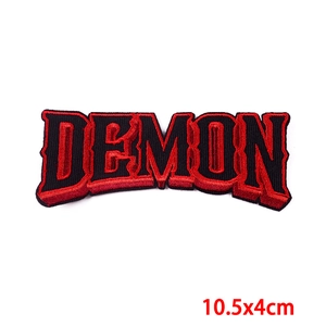 Embroidered black and red Demon letter patch for clothing accessories 10.5x4cm