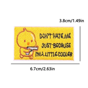 Écusson brodé de poulet de dessin animé avec slogan pour vêtement, patch thermocollant