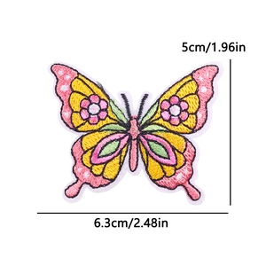 Colorful butterfly embroidery patch for clothing decoration 6.3cm x 5.0cm iron-on badge