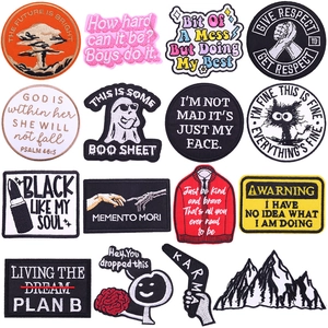 Creative Cartoon Letter Embroidery Patch Funny Motivational Slogan Iron On Patches For Clothing Jacket Backpack DIY Decorative Applique