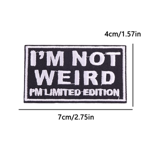 Detail showing limited edition embroidered patch with 7cm width and 4cm height