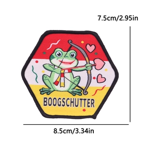 Oeteldonk carnival cartoon frog archer embroidery patch for DIY clothing repair