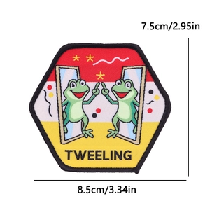 8.5x7.5cm Oeteldonk frog patch with Tweeling text and embroidery details
