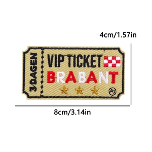 Toppa ricamata Brabant VIP Ticket con tre stelle d'oro per abbigliamento DIY 8x4cm