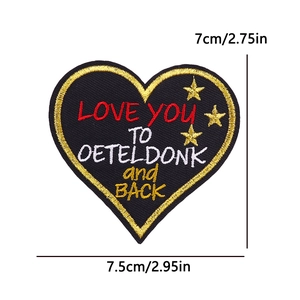 Oeteldonk Carnival heart patch with gold embroidery and stars for DIY decorations
