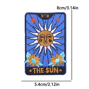 The Sun Tarot card embroidered patch for DIY accessories with clear 8x5.4cm size