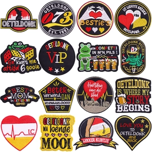 Oeteldonk Carnaval Kikker Borduurwerk Patch DIY Hart Kleding Accessoires Geborduurde Applicatie Naaien Op Patch Voor Hoed Tas Decor
