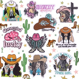 Western Cowboy Cowgirl Stickerei Aufbügler Amerikanisch Retro Flicken Für Kleidung Rucksack DIY Dekorative Applikation Handwerk