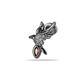 Boucle d'oreille aigle style sombre avec pierre marquise rouge, bijou piercing unisexe