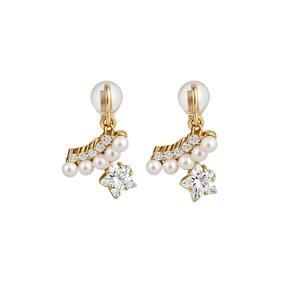 Boucles d'oreilles à clip étoile et perle plaquées or 14 carats pour femmes sans trous