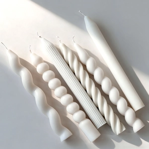 Set of 6 white decorative spiral and ribbed pillar silicone candle molds for aromatherapy