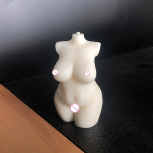 Detail of female torso silicone mold showing natural curves for candle making