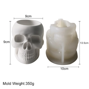 Skull shape silicone mold for resin flower pots and gypsum vases with size dimensions
