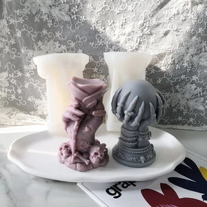 Moule en Silicone Gothique Main de Squelette Tenant une Rose Boule Pour Bougie Artisanale Résine Plâtre Halloween Déco
