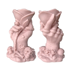 Moule en silicone gothique main à la rose et crâne pour bougies en résine DIY
