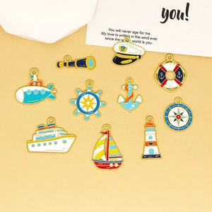 Collection of nautical themed colorful enamel alloy charms for DIY jewelry making