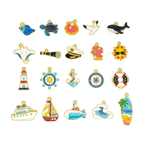 Diverse ocean themed alloy enamel charms for DIY earring and bracelet jewelry making