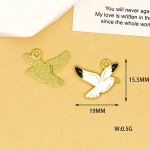 Detail view of seagull alloy enamel pendant for DIY jewelry making with dimensions