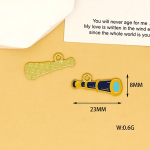 Close-up of nautical telescope enamel charm with 23mm width and 8mm height details